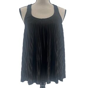 Weavers Tank Top M Pleated Racerback Black Bow‎ Casual Y2K Clubbing Whimsigoth